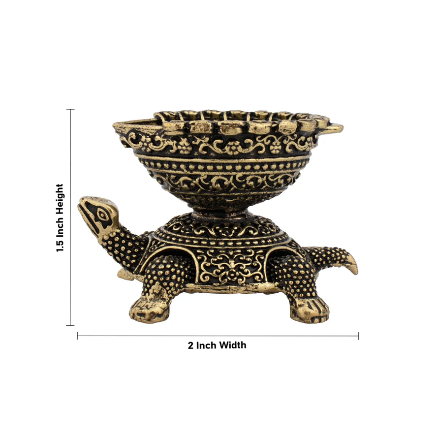 Tortoise Lamp - 1.5 x 2 Inches | Brass Idol/ Tortoise Deep for Pooja/ 40 Gms Approx