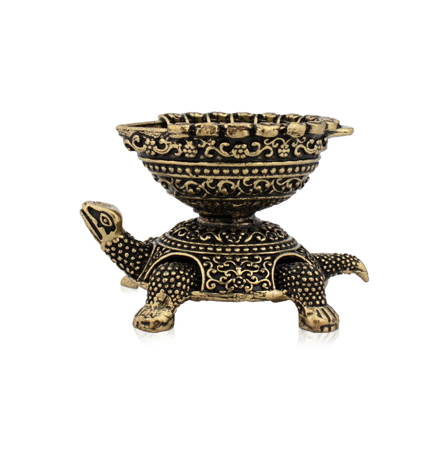 Tortoise Lamp - 1.5 x 2 Inches | Brass Idol/ Tortoise Deep for Pooja/ 40 Gms Approx