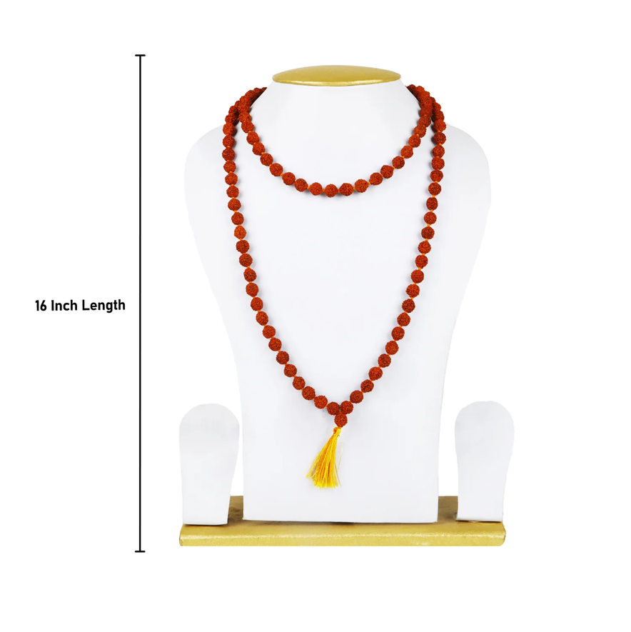 Rudraksha Mala With Thread Knot - 16 Inches | 6 mm/ 108 Beads Ruthratcham Malai/ Kanthi Mala for Men