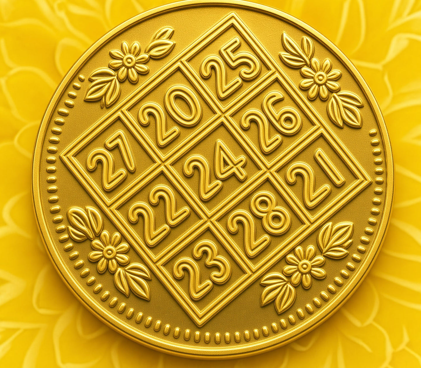 Gold Platted Anciently Kuber Lakshmi Coin (2 cm Diameter X 0.1 cm Thick) (Gold Colour)