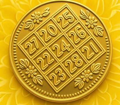 Gold Platted Anciently Kuber Lakshmi Coin (2 cm Diameter X 0.1 cm Thick) (Gold Colour)